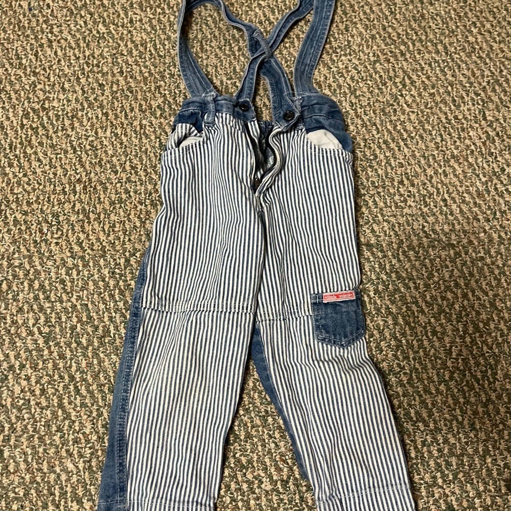 Striped Denim Overalls
